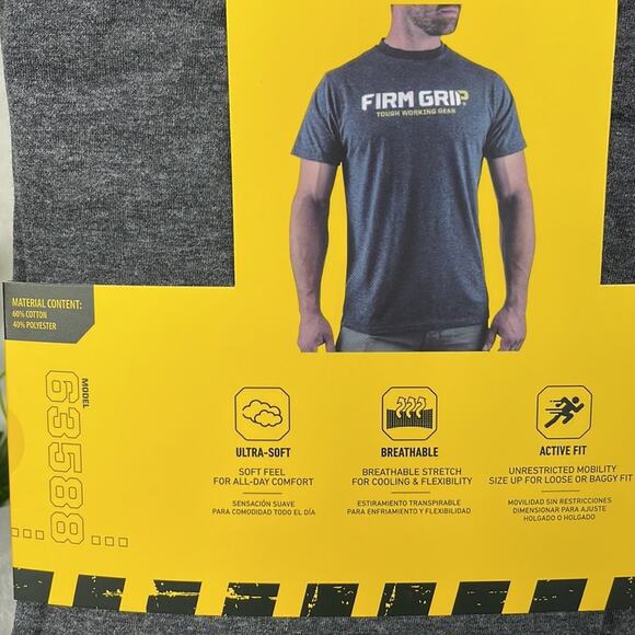 2 Firm Grip NWT Large Tough Working Gear SS T Shirts Lightweight Ultra Soft Flex - Picture 8 of 13